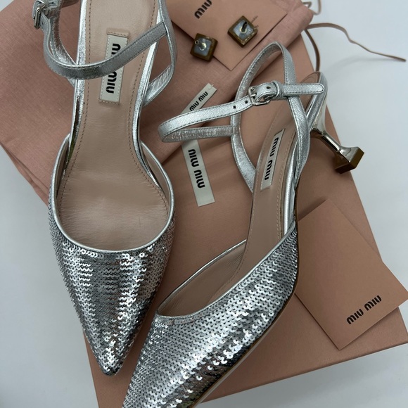 Authentic Miu Miu silver slingbacks - Picture 11 of 13